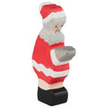 Wooden Santa Claus figurine with a red hat and beard on a white background