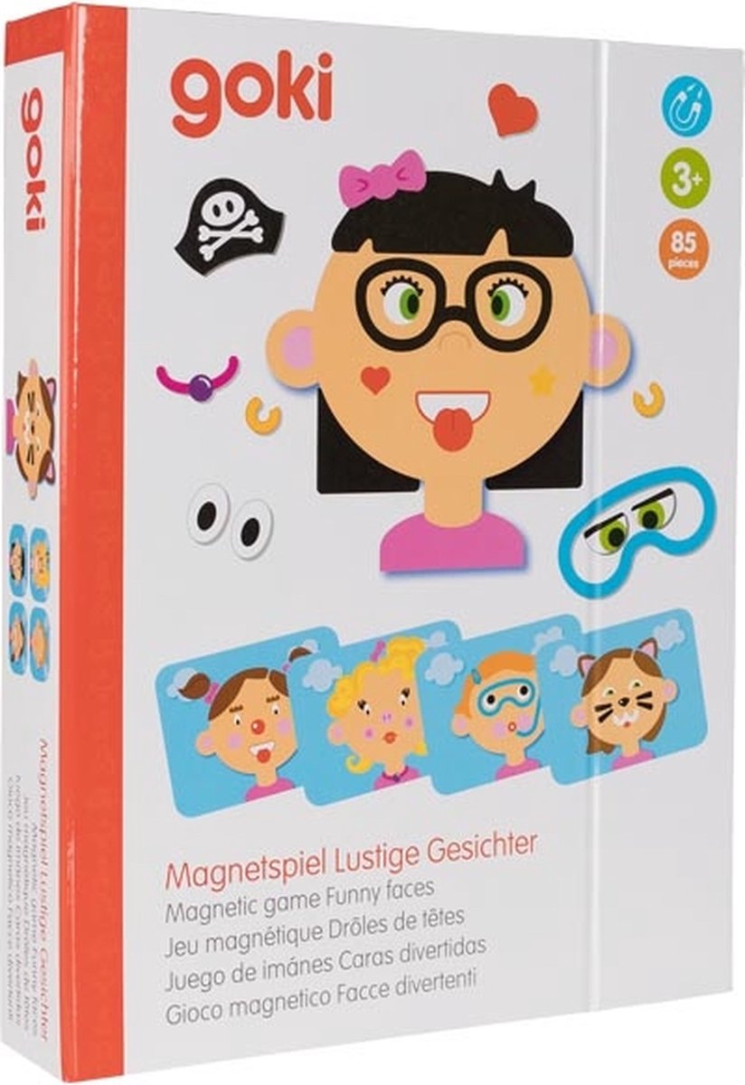 Magnetic game, funny faces girl