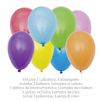 Colorful balloons in various pastel shades on a white background
