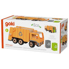 Goki eco toy garbage truck packaging on a white background