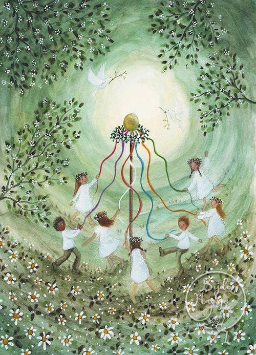Maypole Dance - Postcard-Spring - Summer Postcards-Bijdehansje--Stardust-Store