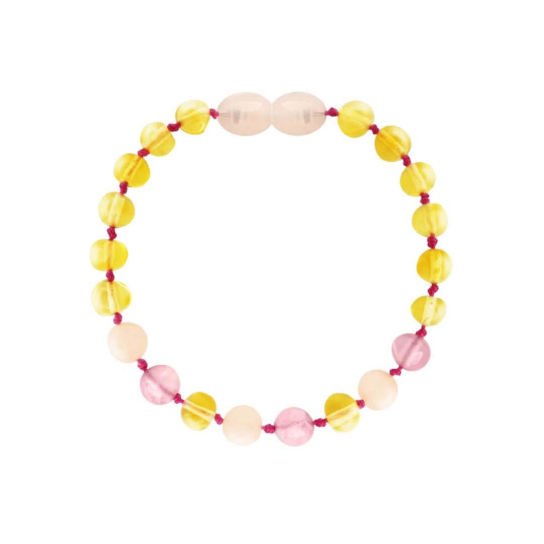 Amber Baby & Toddler Bracelet - Lemon • Rose Quartz • Pink Jade
