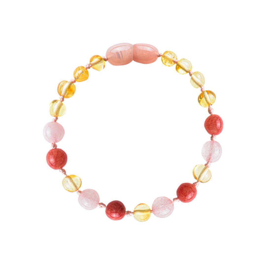 Amber Baby & Toddler Bracelet - Baroque Lemon • Rose Quartz • Coral