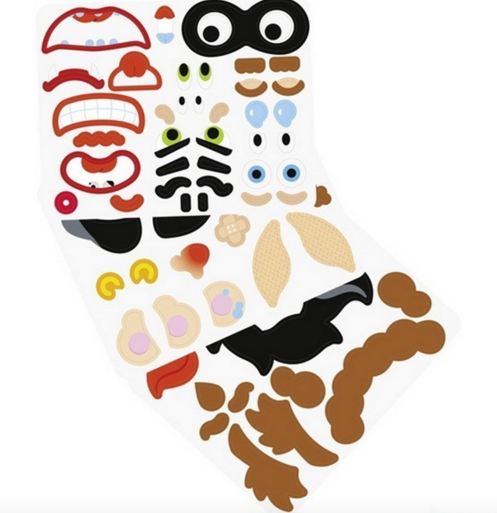 Set of cartoon face parts on a white background