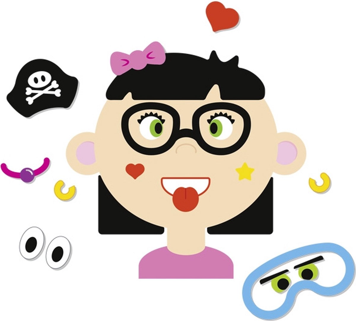 Cartoon character with accessories on a white background