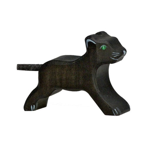 Black wooden small panther by holztiger