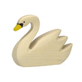 Wooden swan figure on a white background