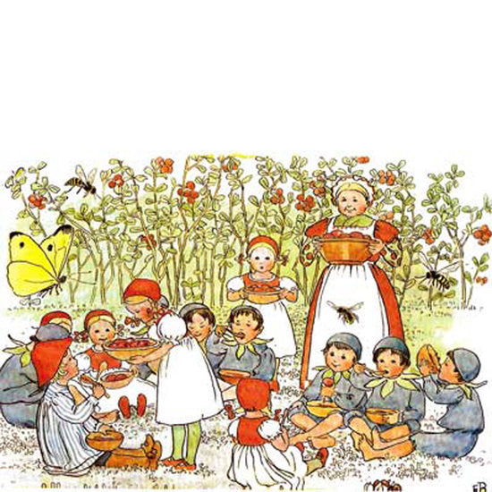 Elsa Beskow Peter in Blueberry Land - Postcard-Spring - Summer Postcards-Hjelms-7393182169003-Stardust-Store