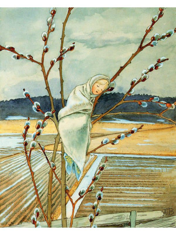 Elsa Beskow Willow Baby - Postcard-Spring - Summer Postcards-Hjelms-7393182160444-Stardust-Store